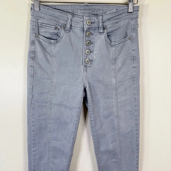 American Eagle Button Fly Light Wash  High Rise Jeggings - Picture 3 of 13